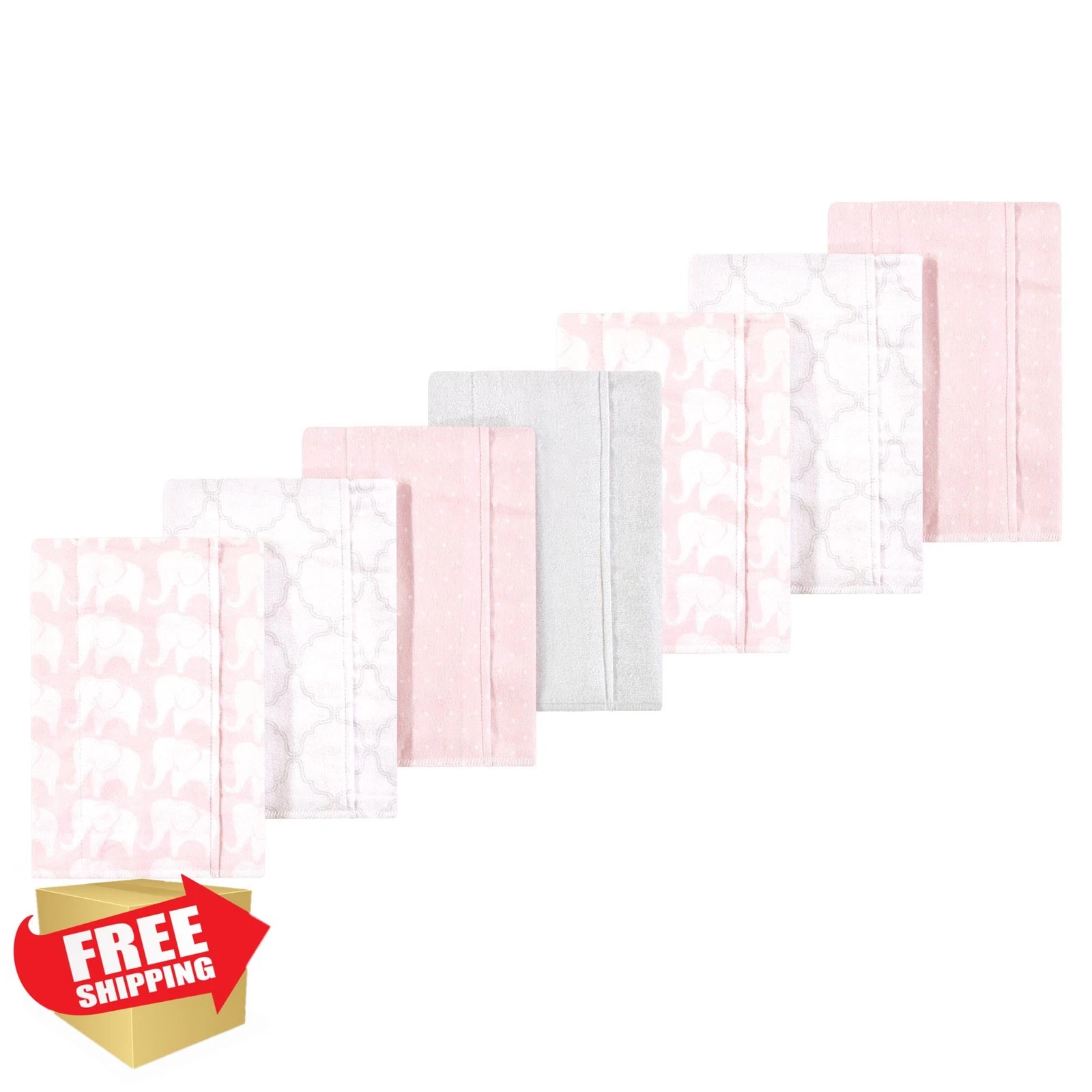 Luvable Friends Burp Cloths 7pk Sweet Elephant One Size