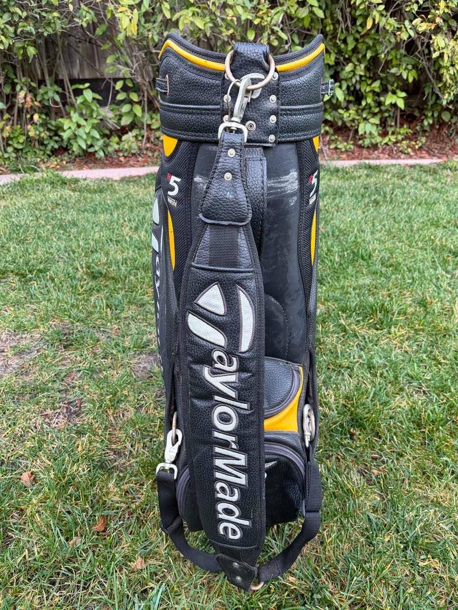 TaylorMade R5 Hundred Series 6-Way Leather Staff Bag, Rain Cover