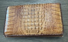 Vintage Genuine Alligator Clutch Exotic Leather Handbag Brown Broken Zipper
