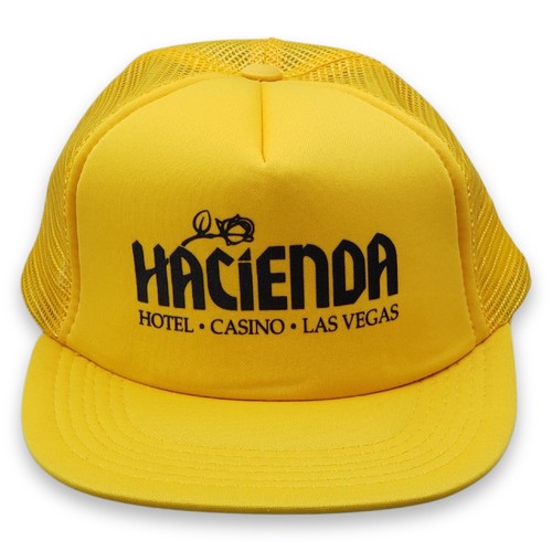 Vintage Hacienda Hotel Casino Las Vegas Yellow Mesh Snapback Trucker Hat