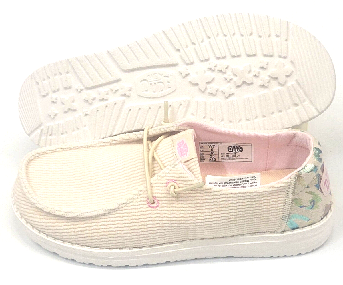 Hey Dude Womens Wendy Corduroy Leo Ivory 6 | eBay