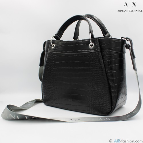 AX Armani Exchange borsa Tote piccola nera stampata cocco SCONTO -30% - Picture 5 of 9
