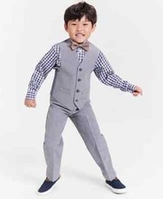 Nautica Little Boys Silverware Heather Poplin Vest Set SZ 7- Light Grey - Defect