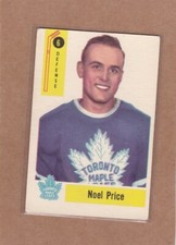 1958-59 PARKHURST HOCKEY NOEL PRICE ROOKIE #6 MAPLE LEAFS VG/VGEX *A32662