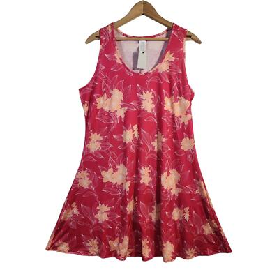 West Loop Womens Sleeveless Dress Floral Knit Tank Midi Tropical Pink L XL