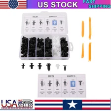 100Pcs Bumper Trim Panel Clips Fender Push Pin Rivets Retainer Fasteners 4×Tools