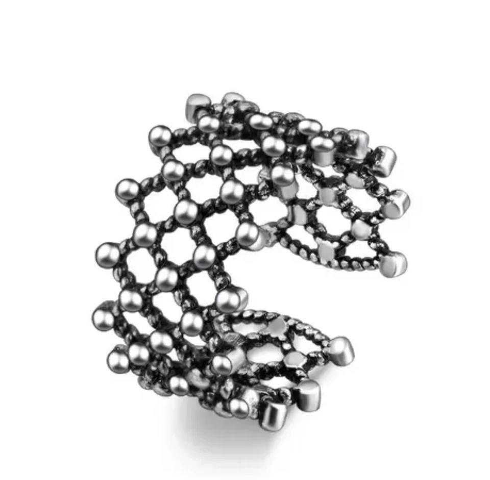 Anello regolabile intreccio argento placcato 925/ring node plot weaving sphere - Immagine 2 di 4