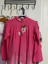 Ao Dai Vietnamese Silk My nhat, Designer Flowers Long Dress 2xL