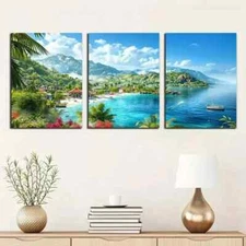 3pcs  Tropical Island Wall Art Canvas Framed 50x70cm