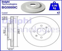 Delphi 2X Bremsscheibe Vorne Ø256 Mm BelüFtet Unbeschichtet FüR KIA Picanto JA