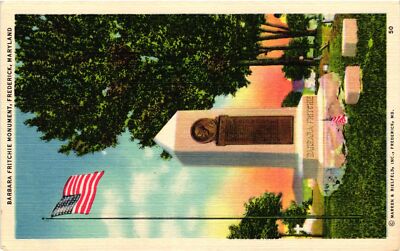 Vintage Postcard- BARBARA FRITCHIE MONUMENT, FREDERICK, MD. Early 1900s