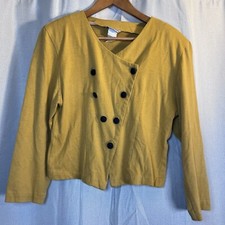 Vintage MainFrame 80  s Double Button Loose Fit Crop Yellow Blazer Size Medium