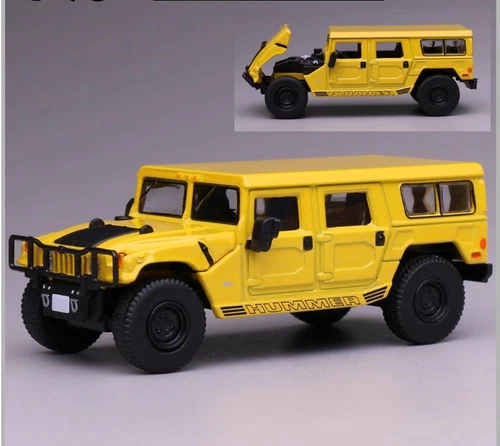 Modelo 596 escala 1/64 Hummer H1 amarillo diecast coche modelo juguete regalo nuevo en caja - Imagen 1 de 5