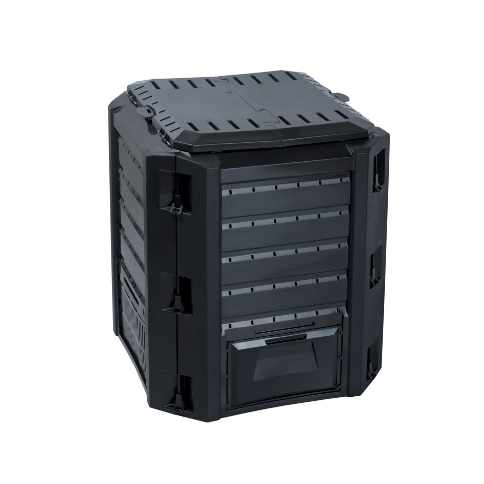 Compostiera da giardino Compostiera termica Compostiera in plastica nera 380L