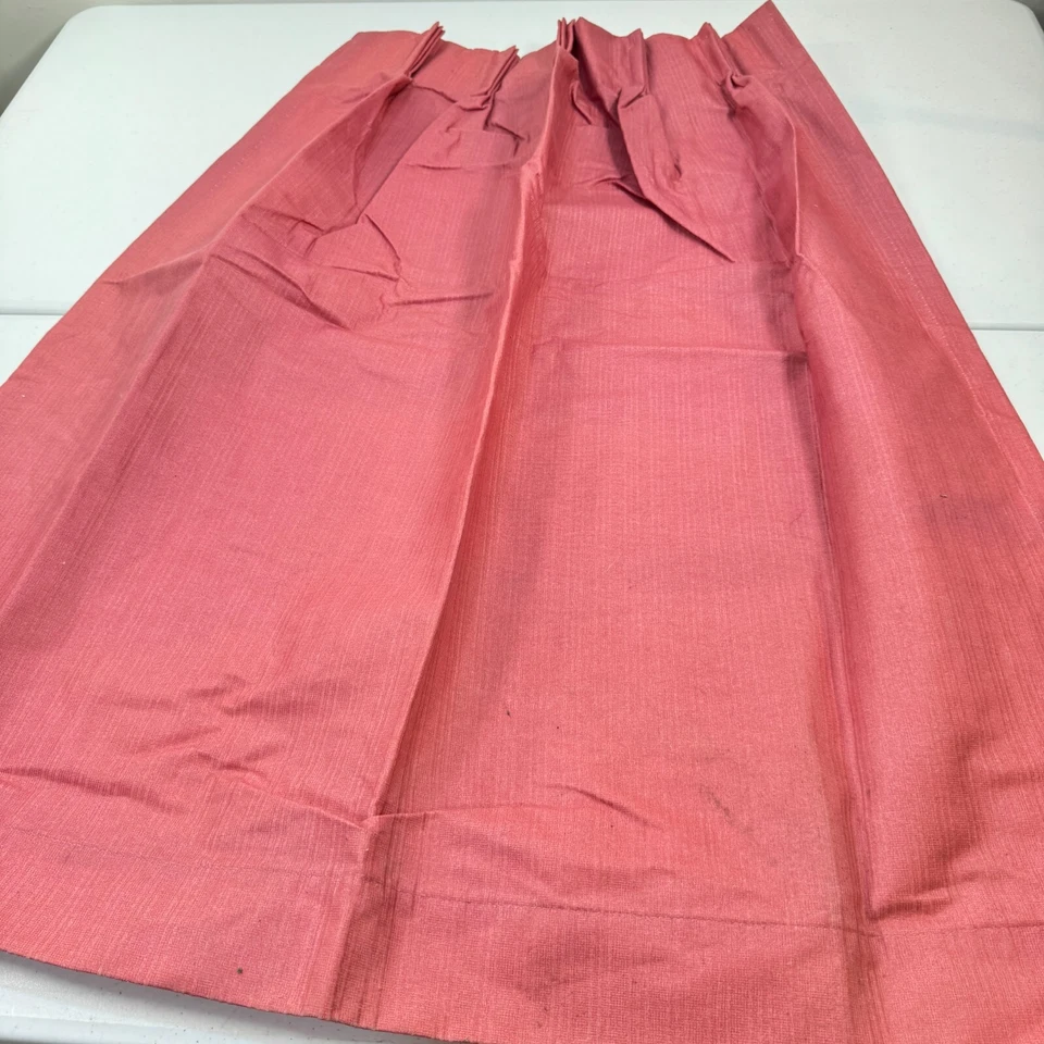 vintage pinch pleat drapes curtain panel red  mcm - Image 2 of 4