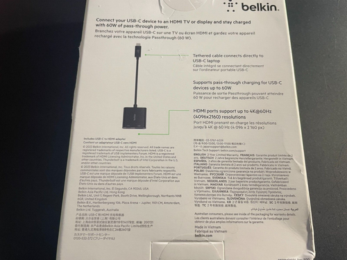 Belkin USB-C to HDMI + Charge Adapter 1:2 Portable Adapter - Black - Picture 2 of 6