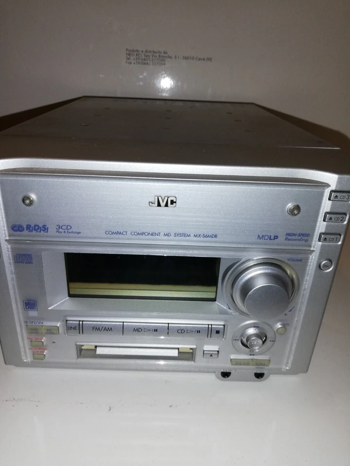 JVC COMPACT COMPONENT MD SYSTEM MX-S6MDR TUNER LECTEUR 3 CD MINIDISC FONCTIONNE - Image 3 of 4