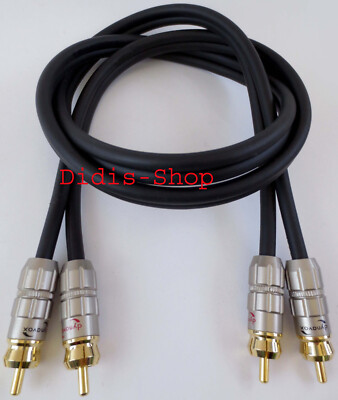 Cinch Audio Kabel HighEnd 1m 99,99% Kupfer RCA Cinchkabel schwarz