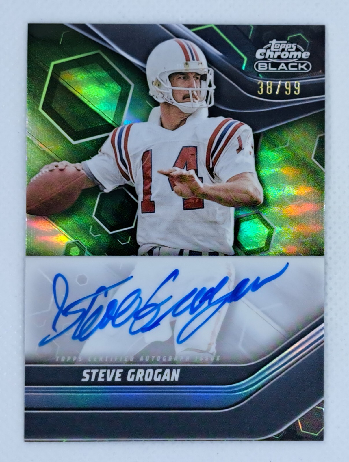 2023 Topps Composite Steve Grogan Chrome Black Auto Green /99 Patriots #TCBA-SGR