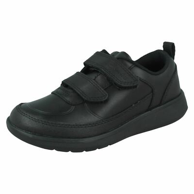 Jungen Clarks Hook and Loop Leder Schulschuhe Scape Flare