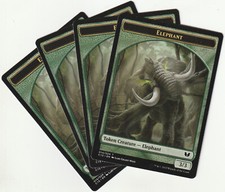 ✪ 4 MAGIC The Gathering ELEPHANT/SAPROLING Doppelkarte Token PLAYSET C15/EN