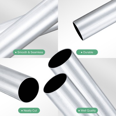 Tube Tuyau SOURCING MAP 2Pcs 28mm OD 24mm ID 300mm Longueur 6063 Aluminium Rond Tube Sans