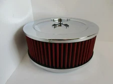 CHROME MUSCLE CAR STYLE 6 3/8" AIR CLEANER "RED" 5 1/8" CARB 4bbl#JKR2292CH/RD  