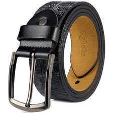 Men's Genuine Leather Belt Crocodile Printed Classic Belt for Jeans Casual Work