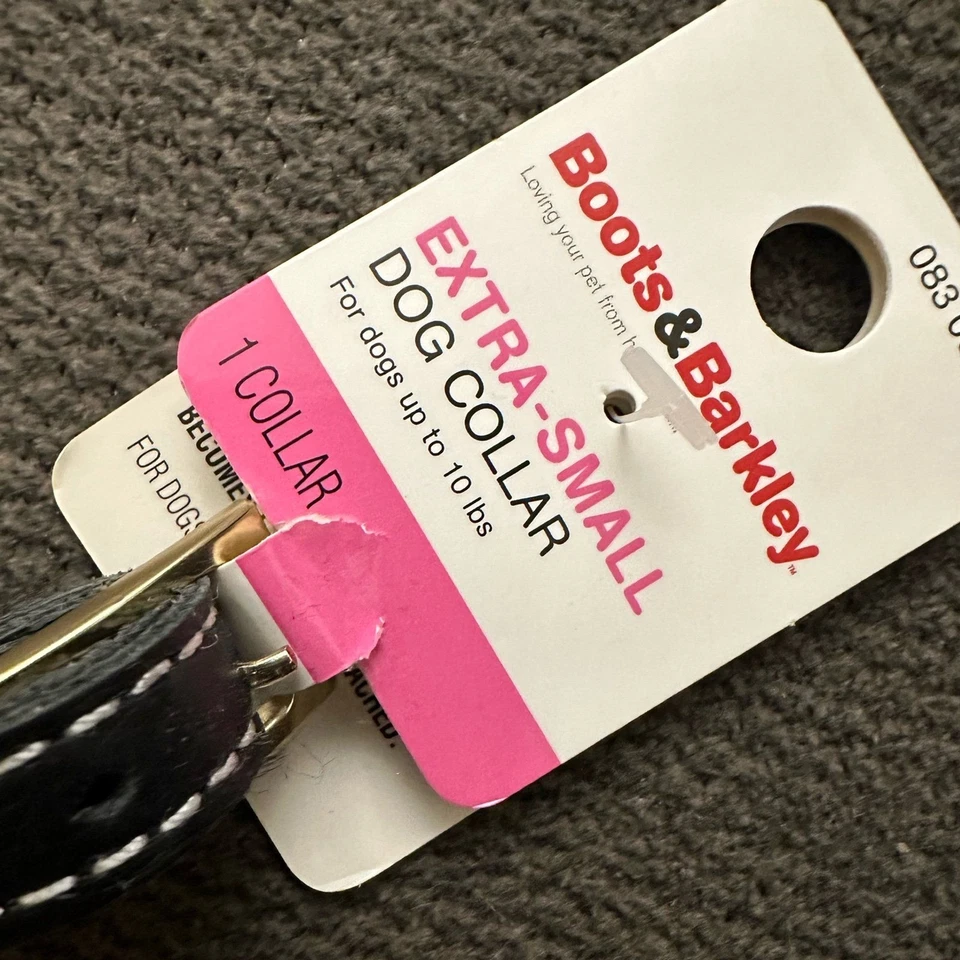 BOOTS & BARKLEY Dog Collar NEW Black XS Leather Gold Tone Hardware Up to 10 LB - Image 2 of 4