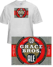 GRACE BROTHER BREWING ALE BEER LABEL T SHIRT SANTA ROSA CA SMALL-XXXLARGE (F)