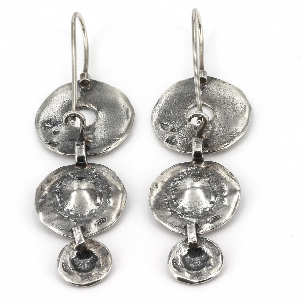 HTF Retired Silpada Sterling Castaway Treasure Circle Disc Dangle Earrings W1941 - Image 3 of 4
