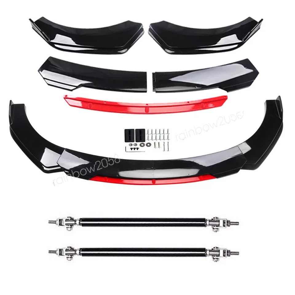 For Pontiac Vibe 2003-2010 Red/Black Car Front Bumper Lip Splitter+Strut Rods Foto 2 de 4