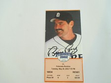 BRUCE BOCHY SAN DIEGO PADRES 2002 ORIGINAL SIGNED QUALCOMM STADIUM TICKET STUB