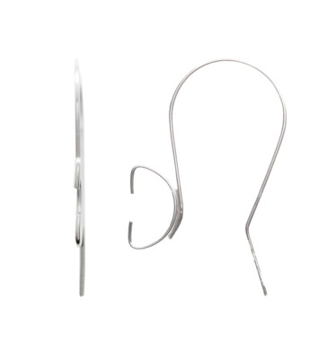 Sterling Silver Earrings Fish Hooks with Open Loop 34mm  * Findings