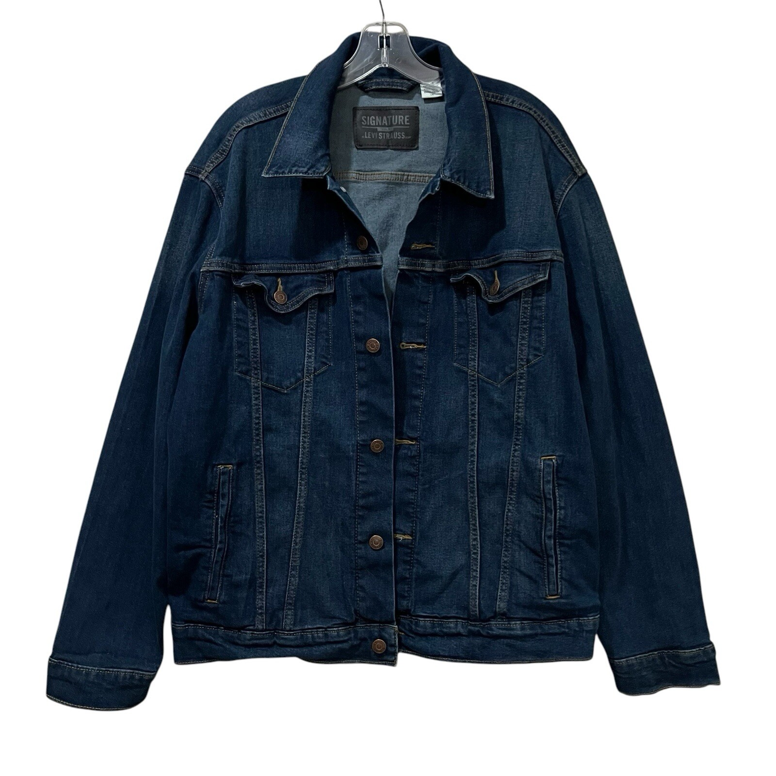 Men’s Large Levis Denim Trucker Denim Jean Jacket Dark Stone Wash