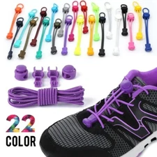 No Tie Shoelaces Elastic Lock Shoes Running Jogging Canvas Trainers Lazy Laces