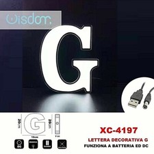 Lumière LED Lettre Lumineuse Décorative Alphabet G Blanc Batterie ou Dc XC-4197