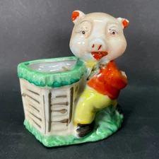 Vtg 1930s Anthropomorphic Ceramic PIG TOOTHPICK HOLDER Mini Planter JAPAN