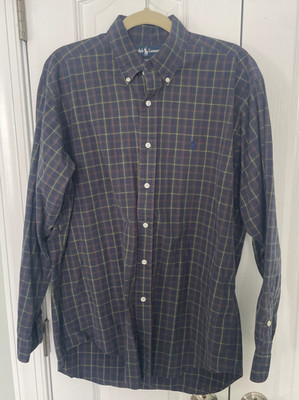 Vintage Polo Ralph Lauren Blake Shirt Mens M Blue Green Plaid Button Down