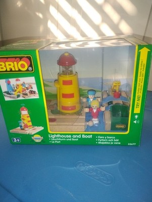 brio 33677 lighthouse and boat with light and sound vintage new in box sealed