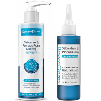 Seborrheic & Psoriasis-Prone Skin Care Bundle, Calming Serum + Fragrance-Free Fo