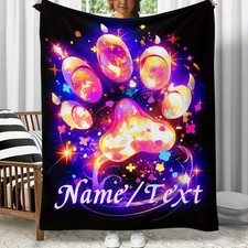 1pc Purple Dog PAWS Personalization Custom Name Portable Blanket- Lightweight F