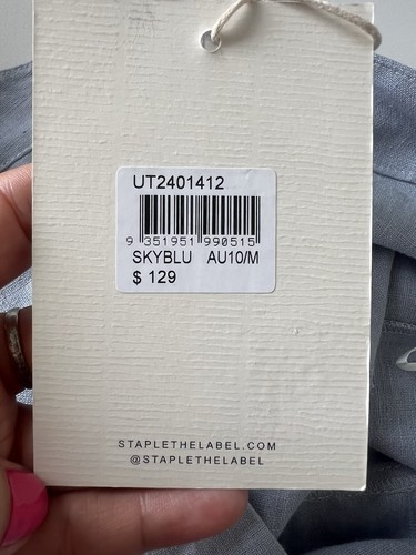 Staple The Label Top Women Medium Blue Harvest Bodice Linen Cotton Rp $129 - Picture 16 of 17