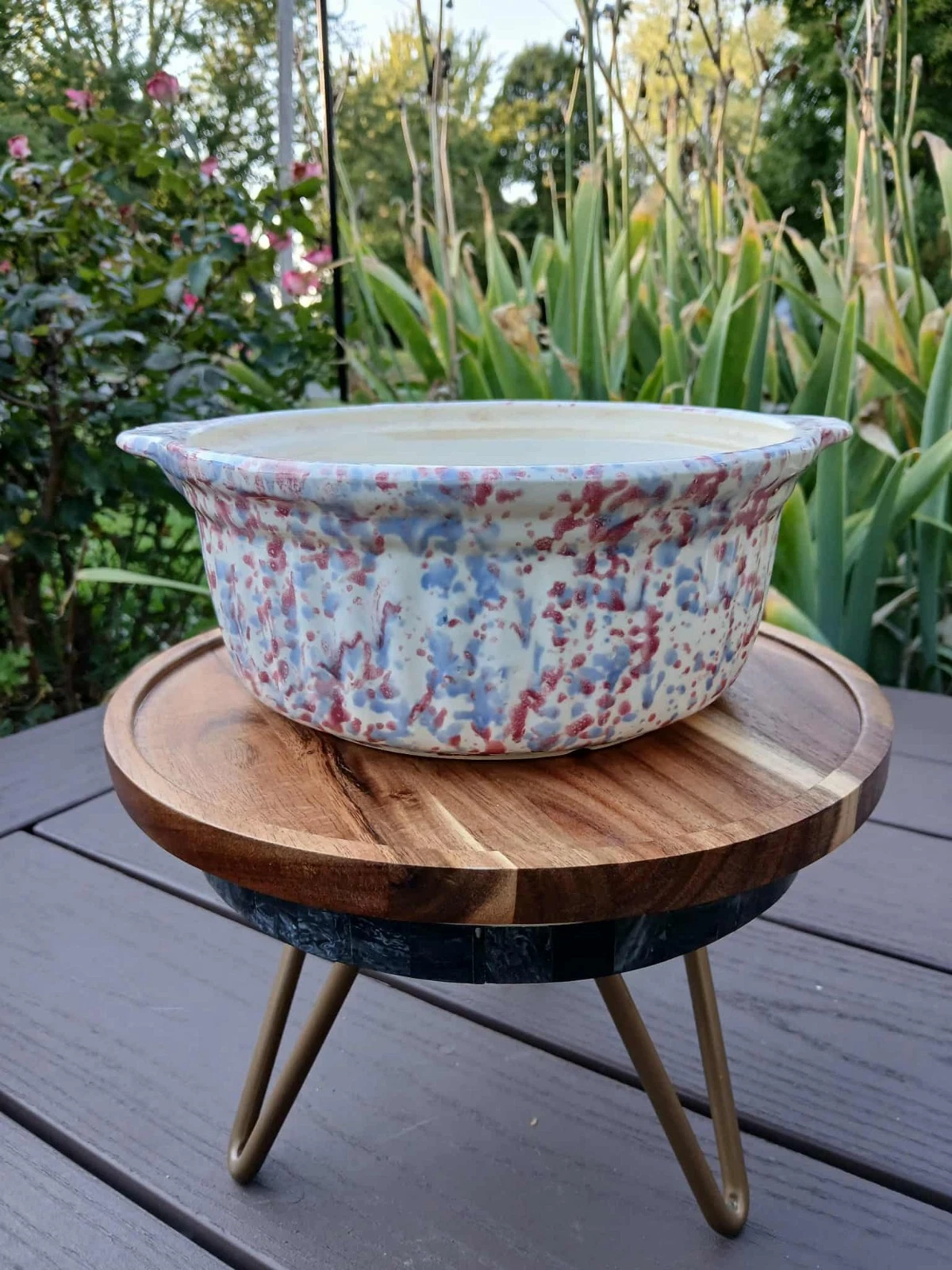 Speckled Stoneware Mixing Bowl with Dual Handles 8”x3.5”