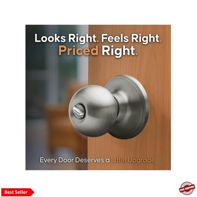 Privacy Interior Door Knob   ANSI Grade-3 Certified, Modern Heavy Duty Handle...