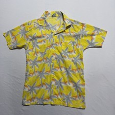 Tropicana Products Inc Vintage Hawaiian Shirt XS Palm Tree Yellow USA Made 70s 8