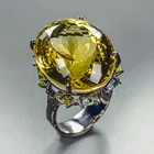 35 ct+ Art ring Natural Lemon Quartz Ring 925 Sterling Silver Size 7.5 /R473153