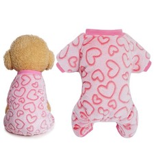 Dxhycc Fleece Dog Pajamas Cute Dog Heart Puppy Jumpsuit Warm Soft Pet Holiday...