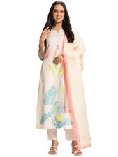 GoSriKi Women's Rayon Viscose Printed Straight Kurta with Pant Dupatta