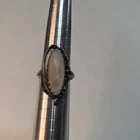 Vintage Sterling Silver Ring Mother Of Pearl /Navajo Leaf Design /Size 7.5